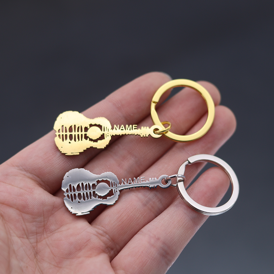 Musical Instrument And Name - QIAMNI Personalized Custom Name Guitar Keychain