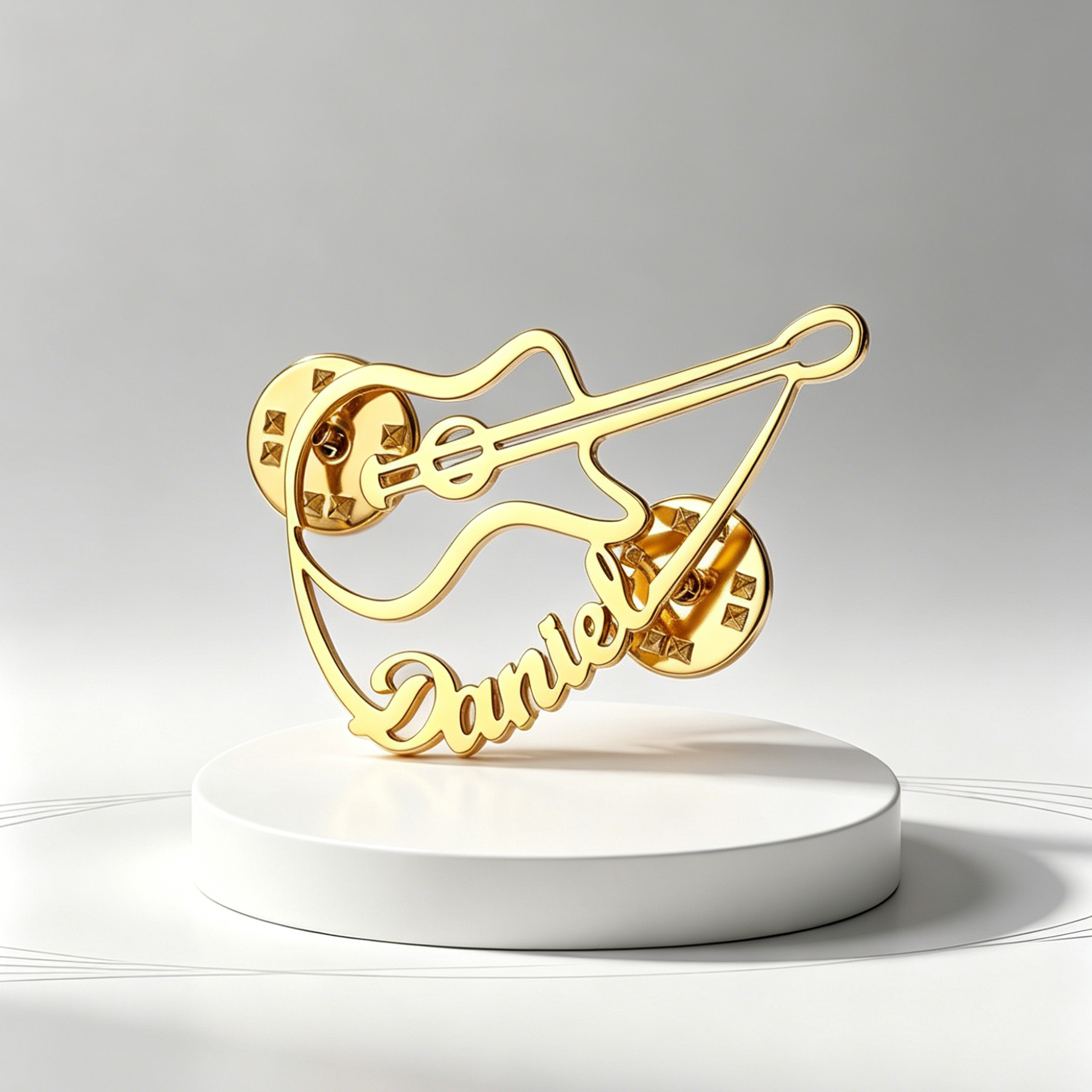 Musical Instrument And Name - Custom Violin Pin Brooch Stainless Steel