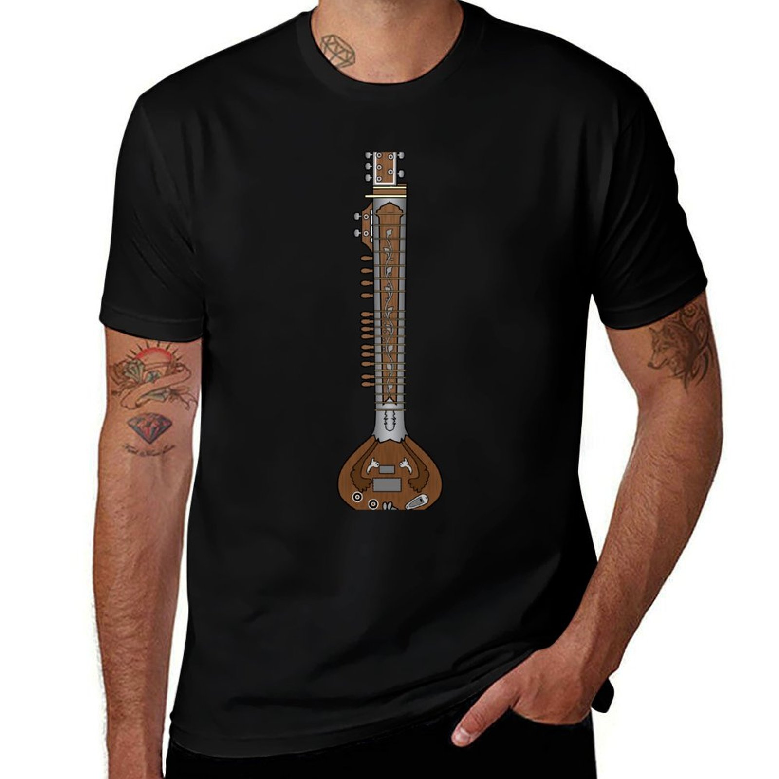Musical Instrument Sitar - MUSICAL INSTRUMENTS - SITAR T-Shirt Plus