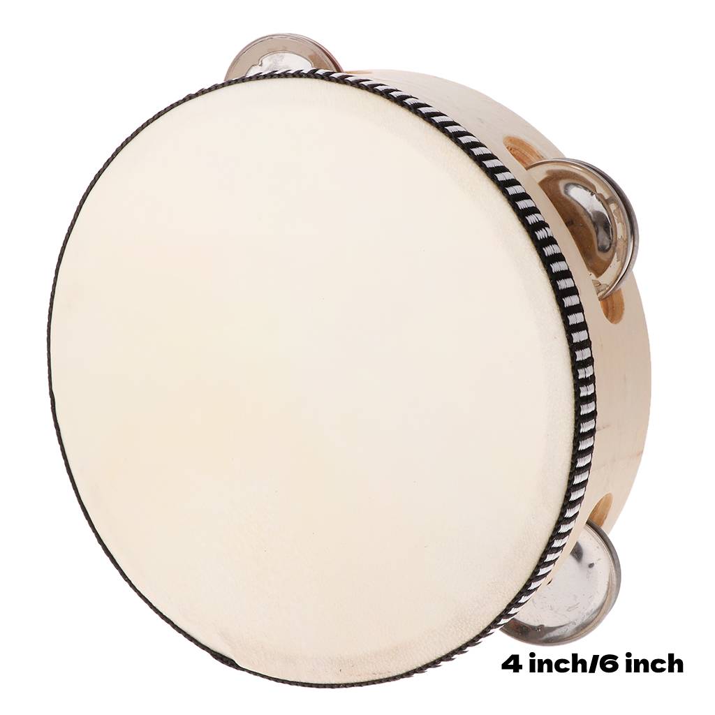 Musical Instruments Game - 4/6inch Hand Held Wooden Tambourine Percussion