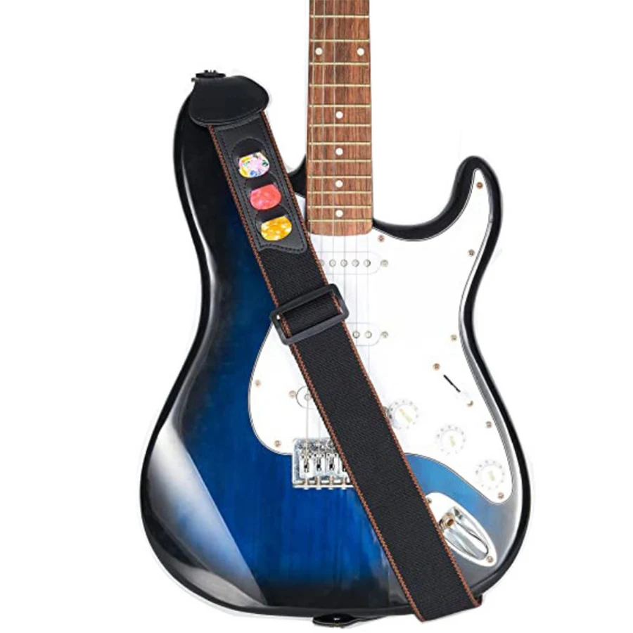 7Pcs/Set Guitar Strap Black PU - Musical Instrument Bass のレビューと価格