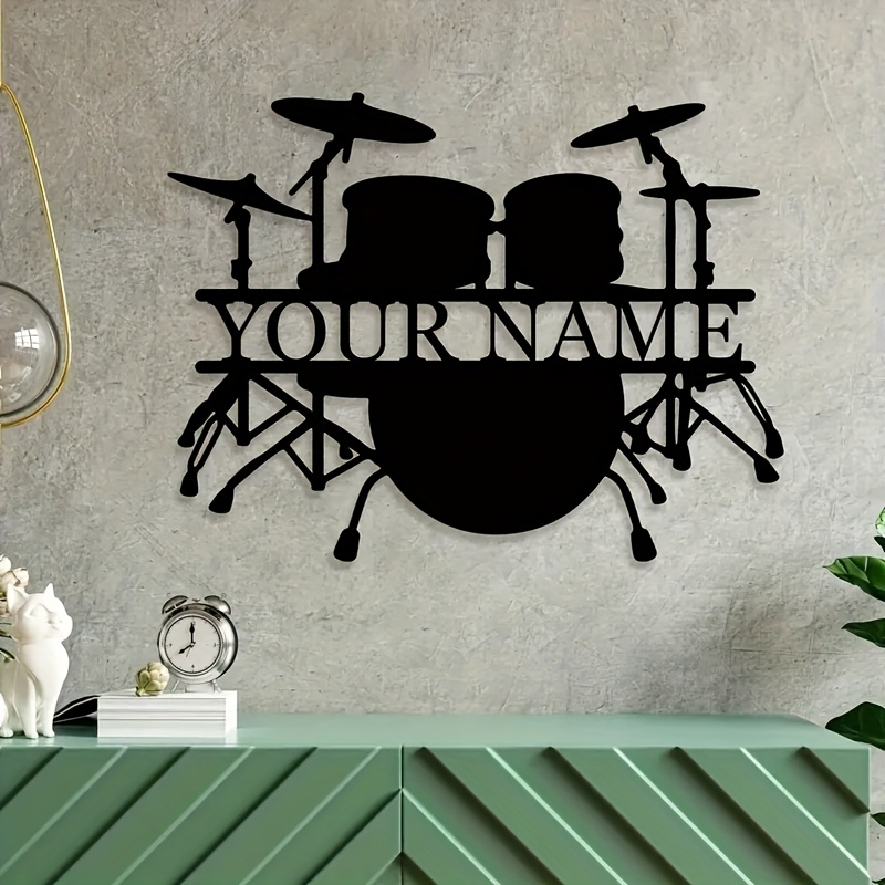 Custom Drum Set Metal Wall Art - Musical Instrument And Name のレビューと価格