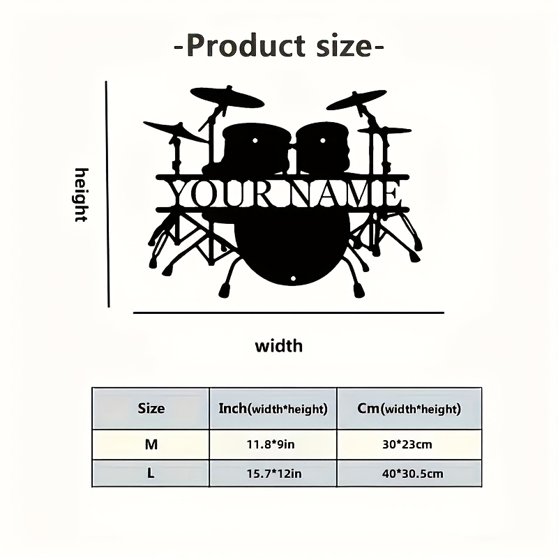 Custom Drum Set Metal Wall Art - Musical Instrument And Name のレビューと価格