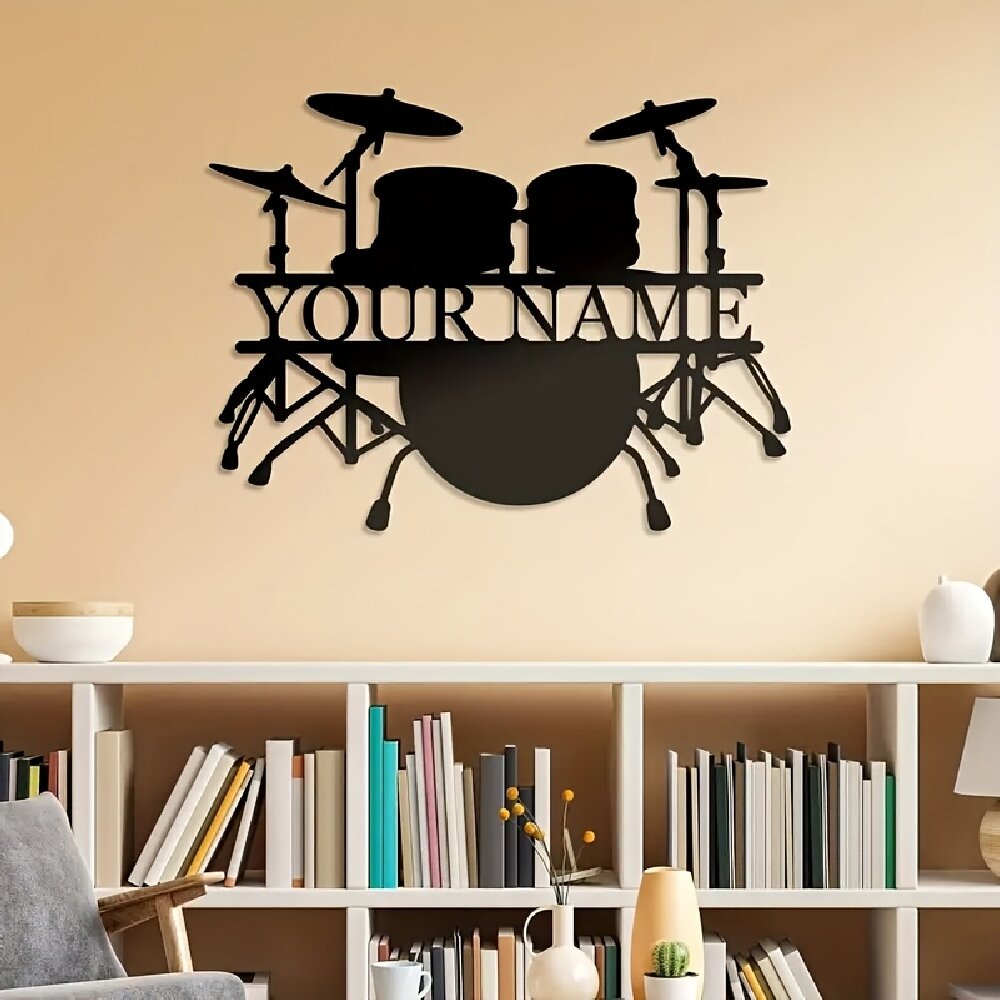 Custom Drum Set Metal Wall Art - Musical Instrument And Name のレビューと価格