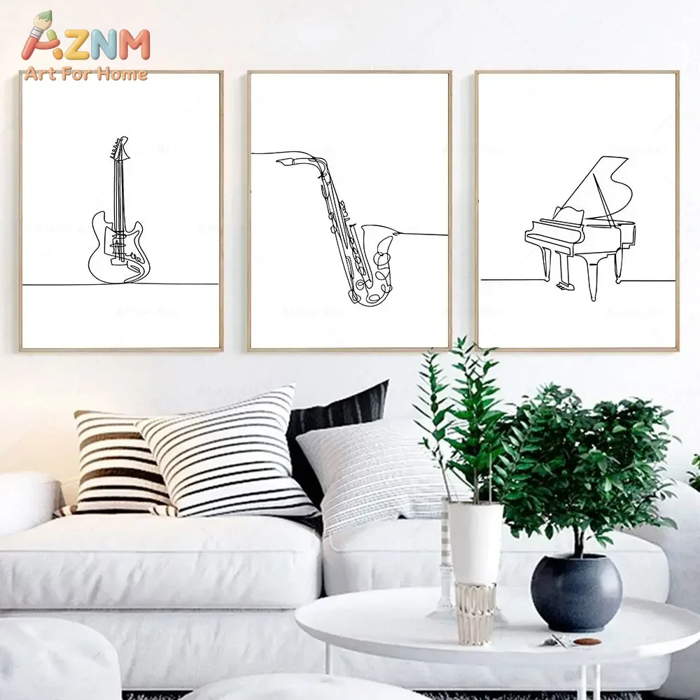 AZNM Minimalist One Line Art M - Musical Instrument In Drawing のレビューと価格