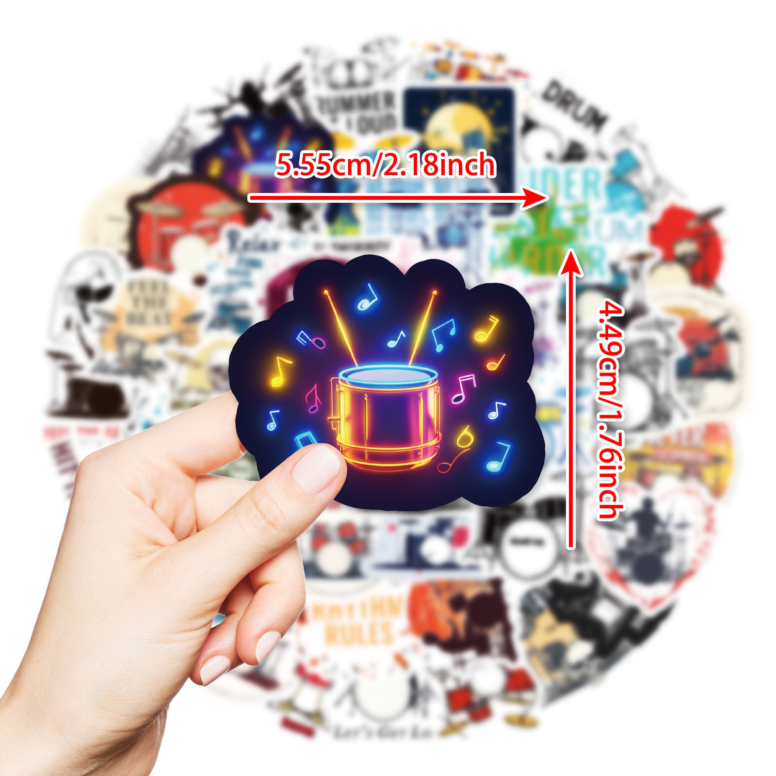 10/50PCS Drum Cartoon Stickers - Musical Instruments Game のレビューと価格