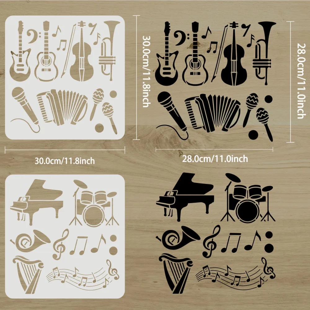 2pcs Musical Instruments Stenc - Musical Instrument In Drawing のレビューと価格