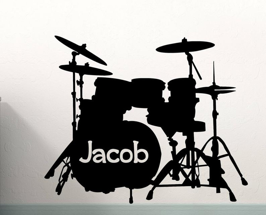 Drum Set Wall Decal Custom Nam - Musical Instrument And Name のレビューと価格