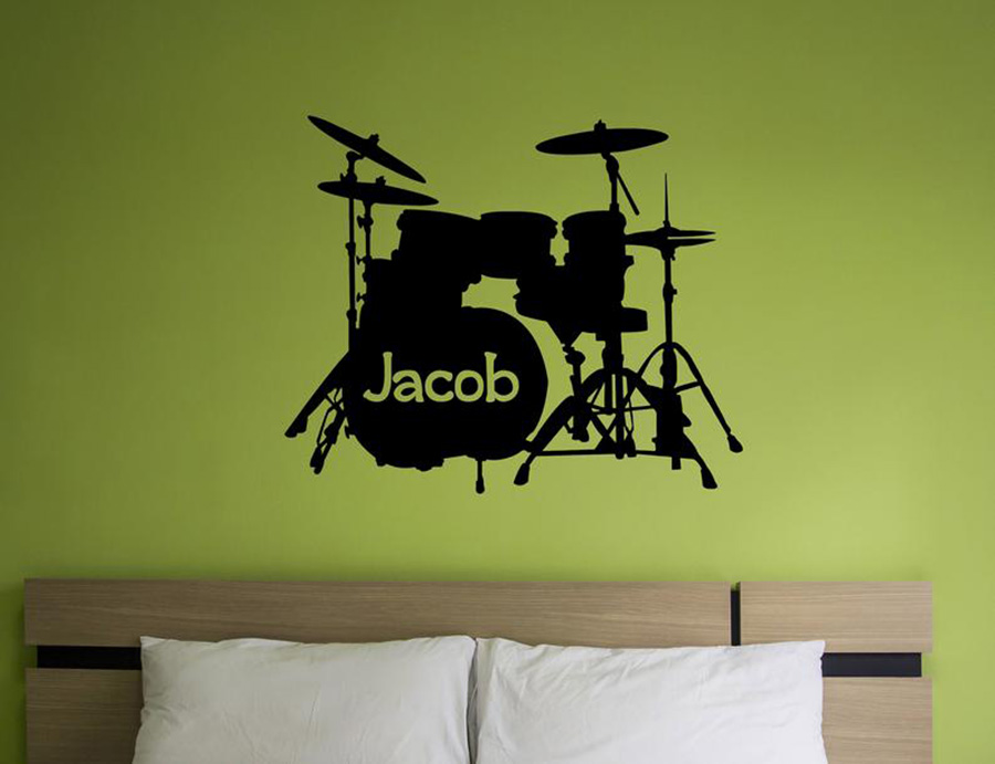 Drum Set Wall Decal Custom Nam - Musical Instrument And Name のレビューと価格